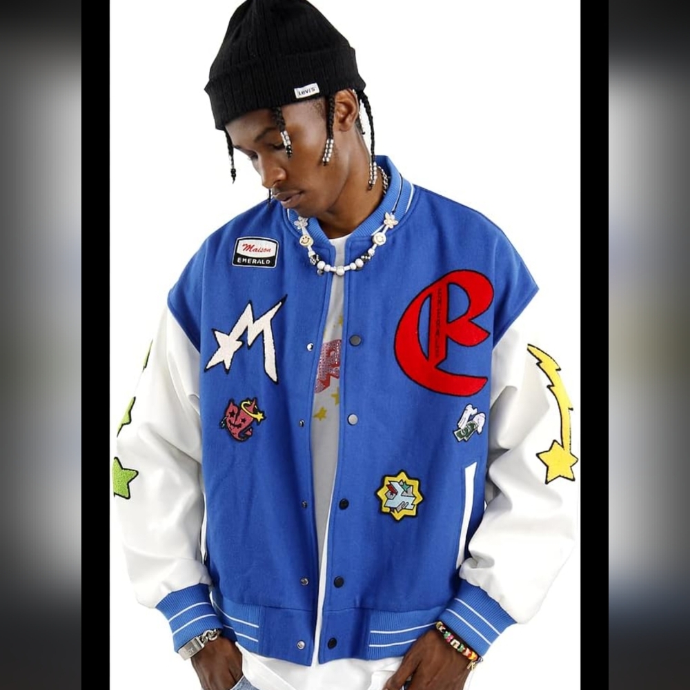 Blue and White Varsity Jacket